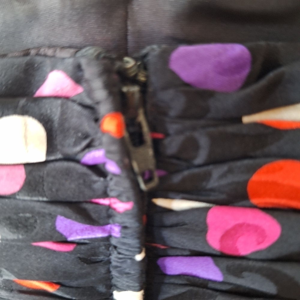 Vintage Couture St. Gillian Elegant Black Polka-Dot Multi Silk Dress - Picture 5 of 7